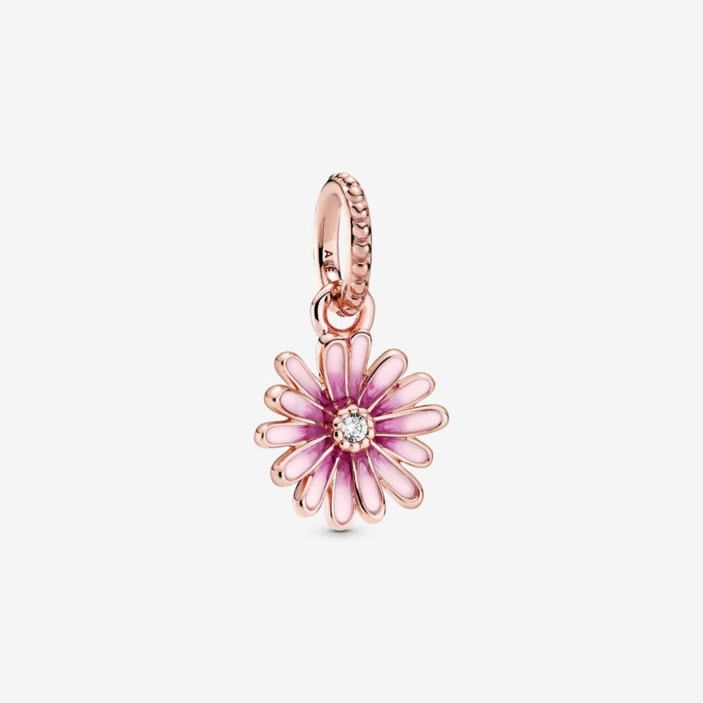 Pandora Pink Daisy Flower Dangle Charm